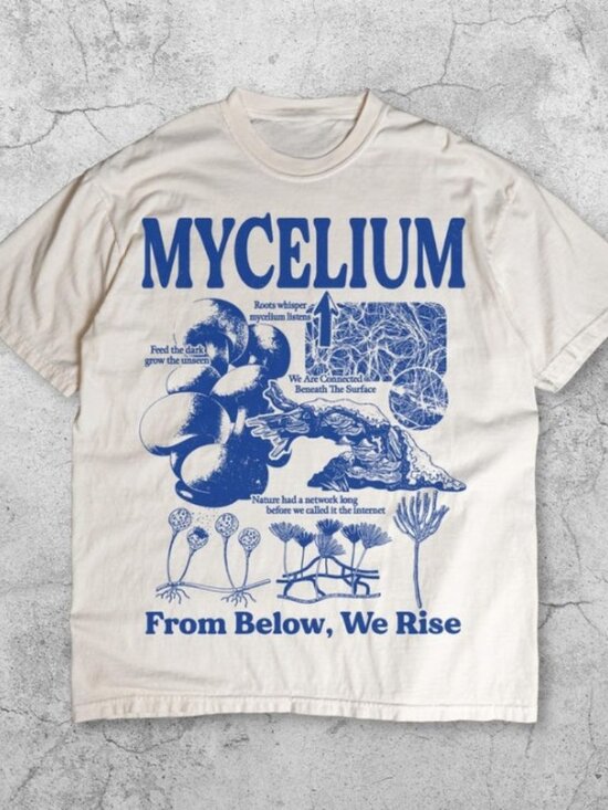 Tops - Fungal Network Graphic Tee, Mushroom Biology Diagram Tee